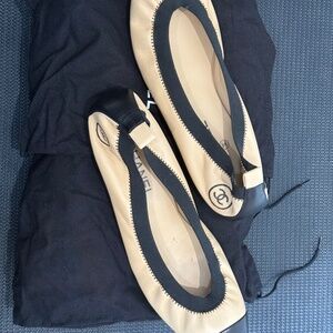 Chanel Beige and Back Ballet Flats